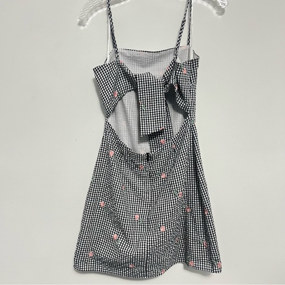 Lulus Fairgrounds Black and White Gingham Embroidered Mini Dress. - Picture 6 of 10